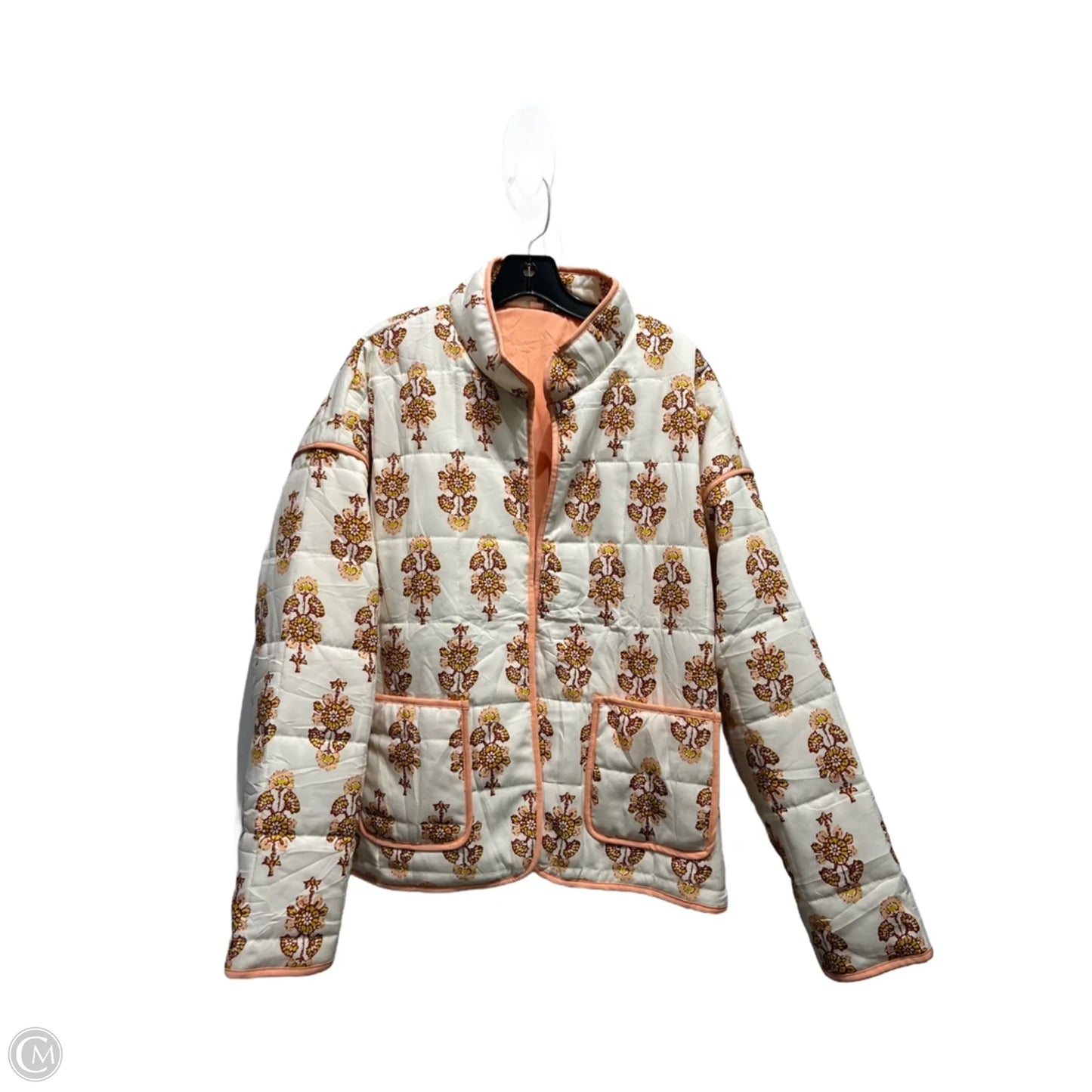 Jacket Puffer & Quilted By Amazon Essentials In Cream & Orange, Size: Xl