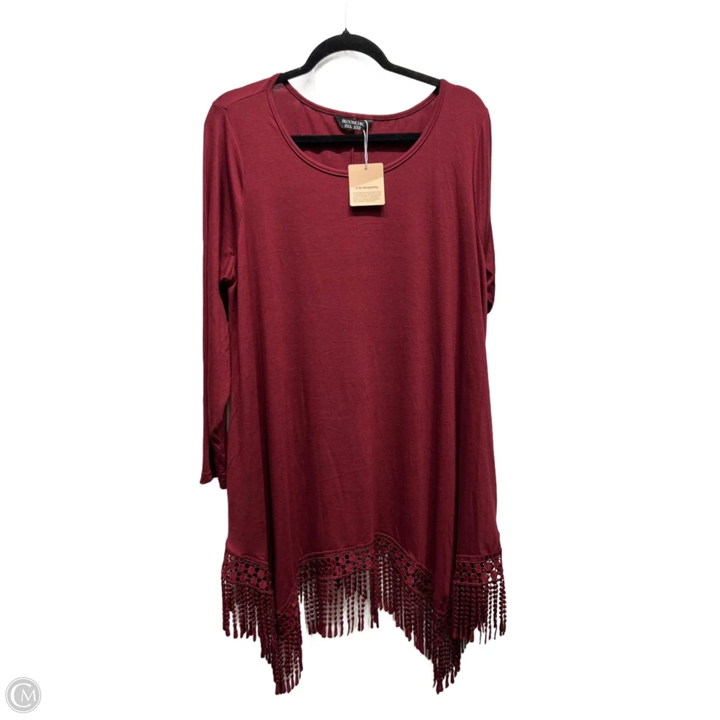 Tunic Long Sleeve By Bloomchic In Maroon, Size: 16