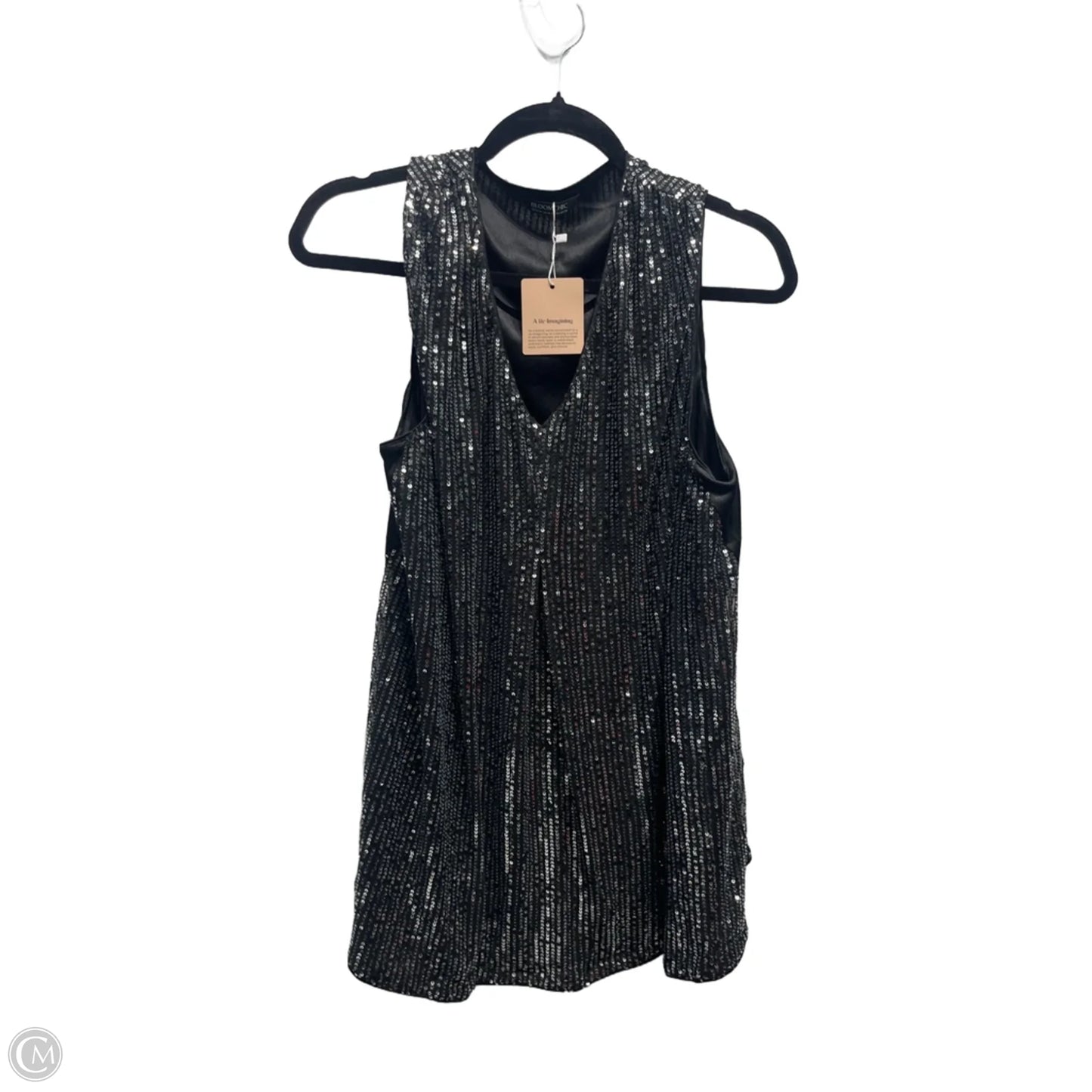 Blouse Sleeveless By Bloomchic In Black & Silver, Size: 16