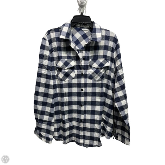 Top Long Sleeve By Zeagoo In Blue & White, Size: Xxl