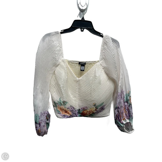 Blouse Long Sleeve By Express In Purple & White, Size: M