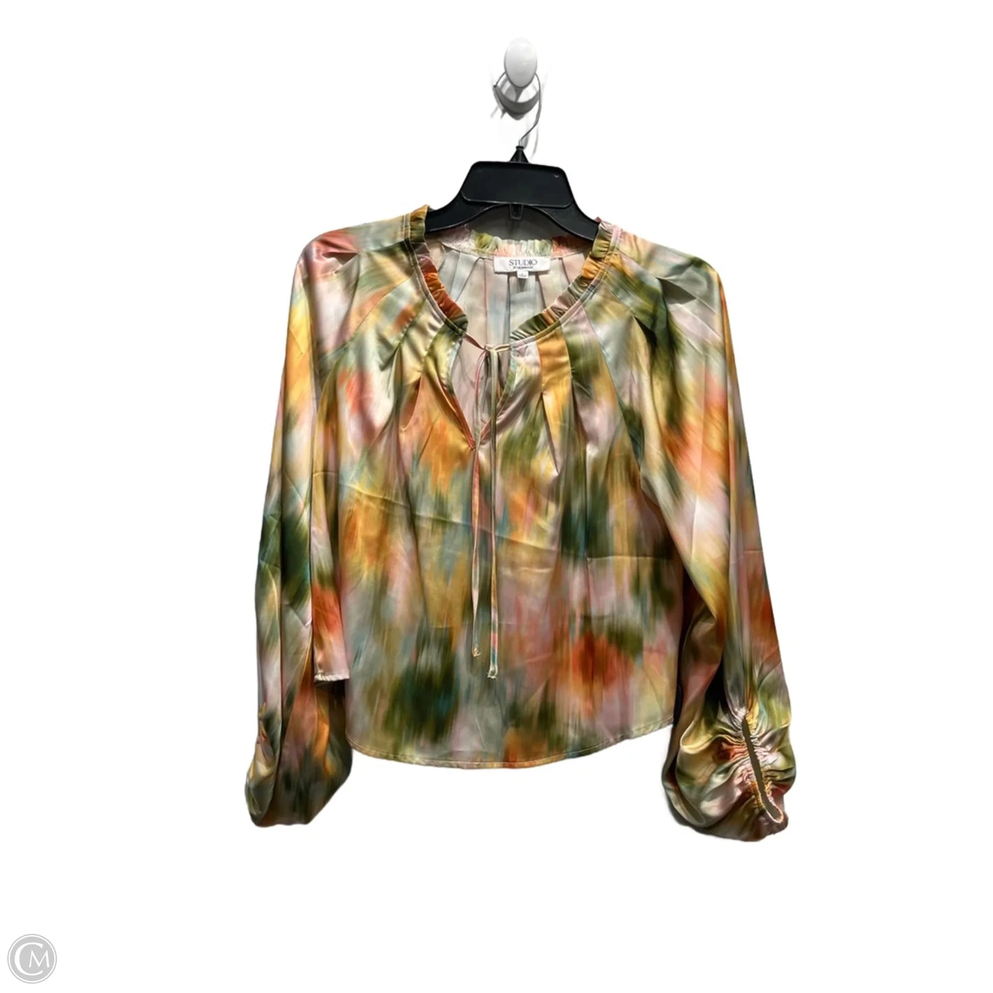 Blouse Long Sleeve By Studio In Green & Orange, Size: S