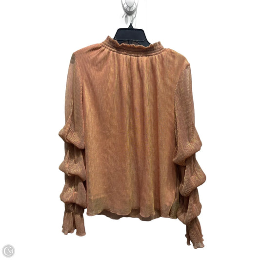 Blouse Long Sleeve By Glam In Gold & Tan, Size: M