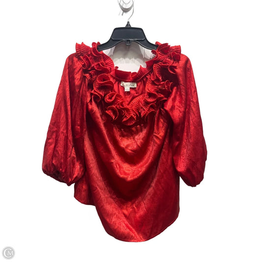 Blouse Long Sleeve By Vine & Love In Red, Size: L