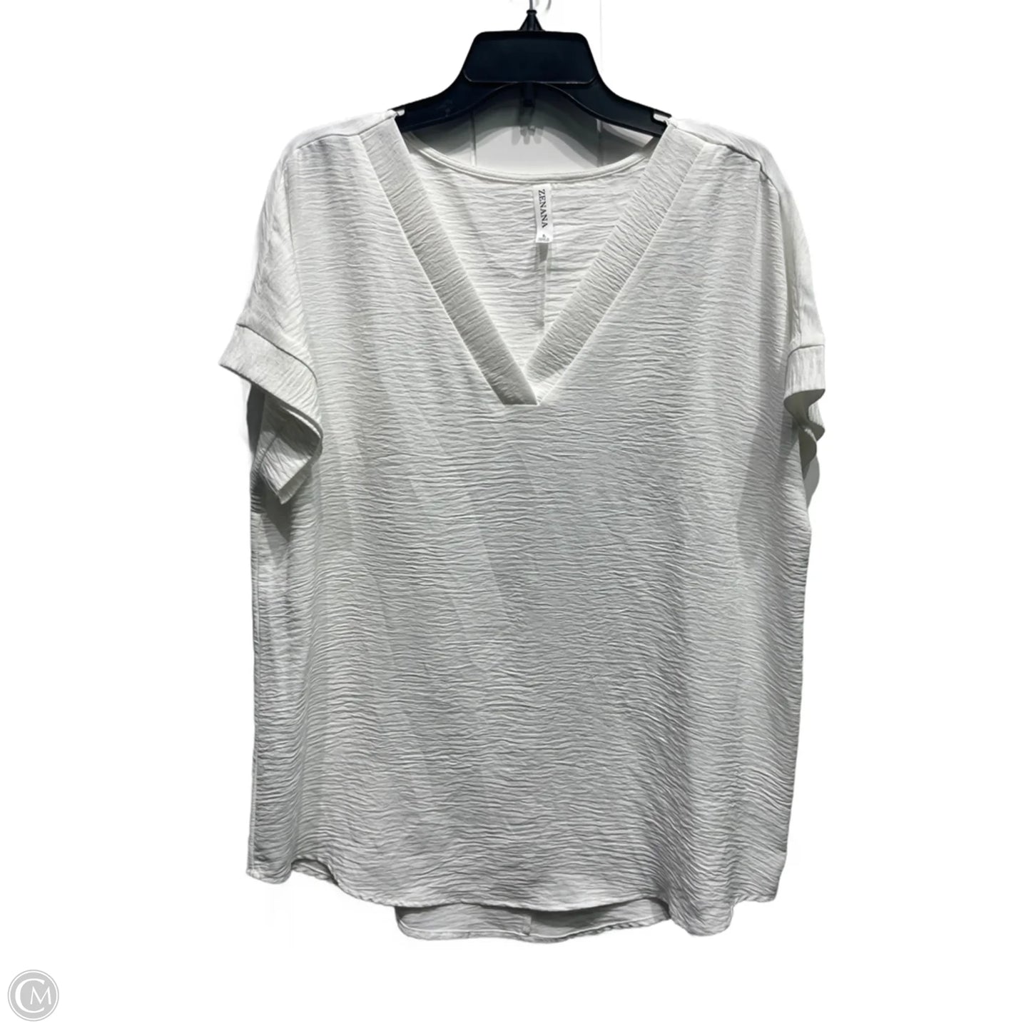 Top Short Sleeve By Zenana In White, Size: L