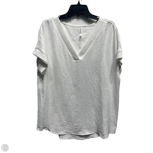 Top Short Sleeve By Zenana In White, Size: L