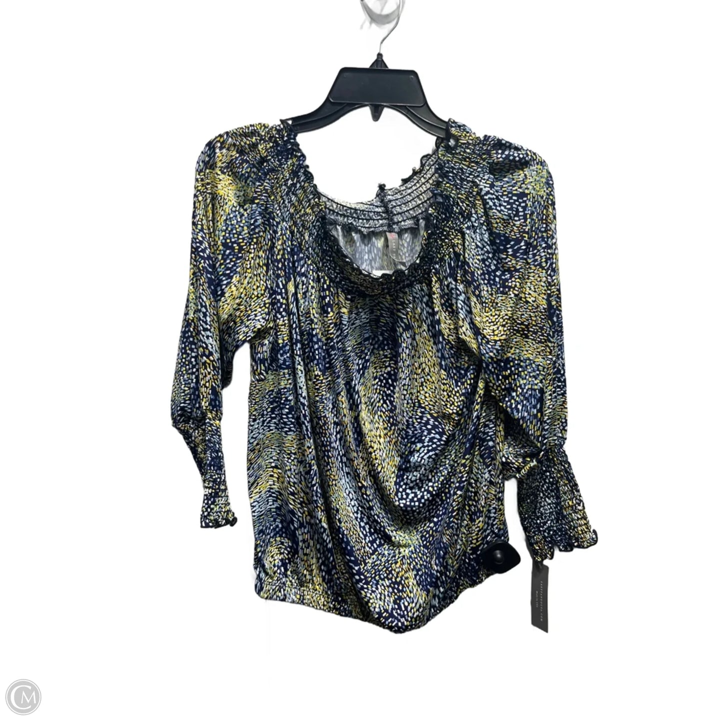 Top Long Sleeve By last tango In Blue & Yellow, Size: L