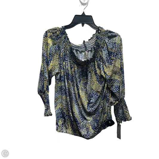 Top Long Sleeve By last tango In Blue & Yellow, Size: L