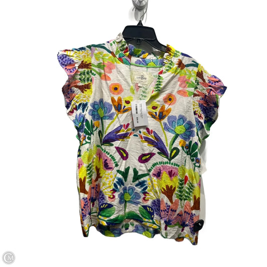 Top Short Sleeve By Umgee In Green & Yellow, Size: L