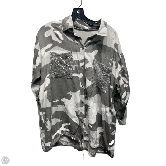 Top 3/4 Sleeve By M Made In Italy In Grey & Silver, Size: L