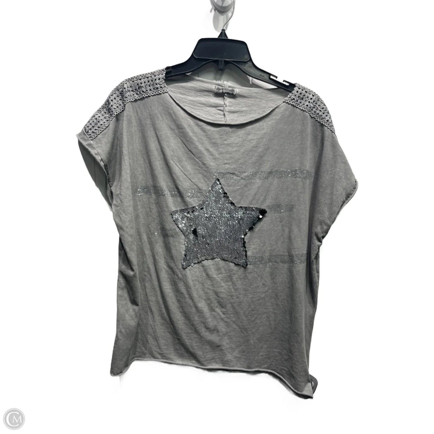 Top Short Sleeve By M Made In Italy In Grey & Silver, Size: M