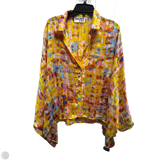Blouse Short Sleeve By Bucketlist In Pink & Yellow, Size: M