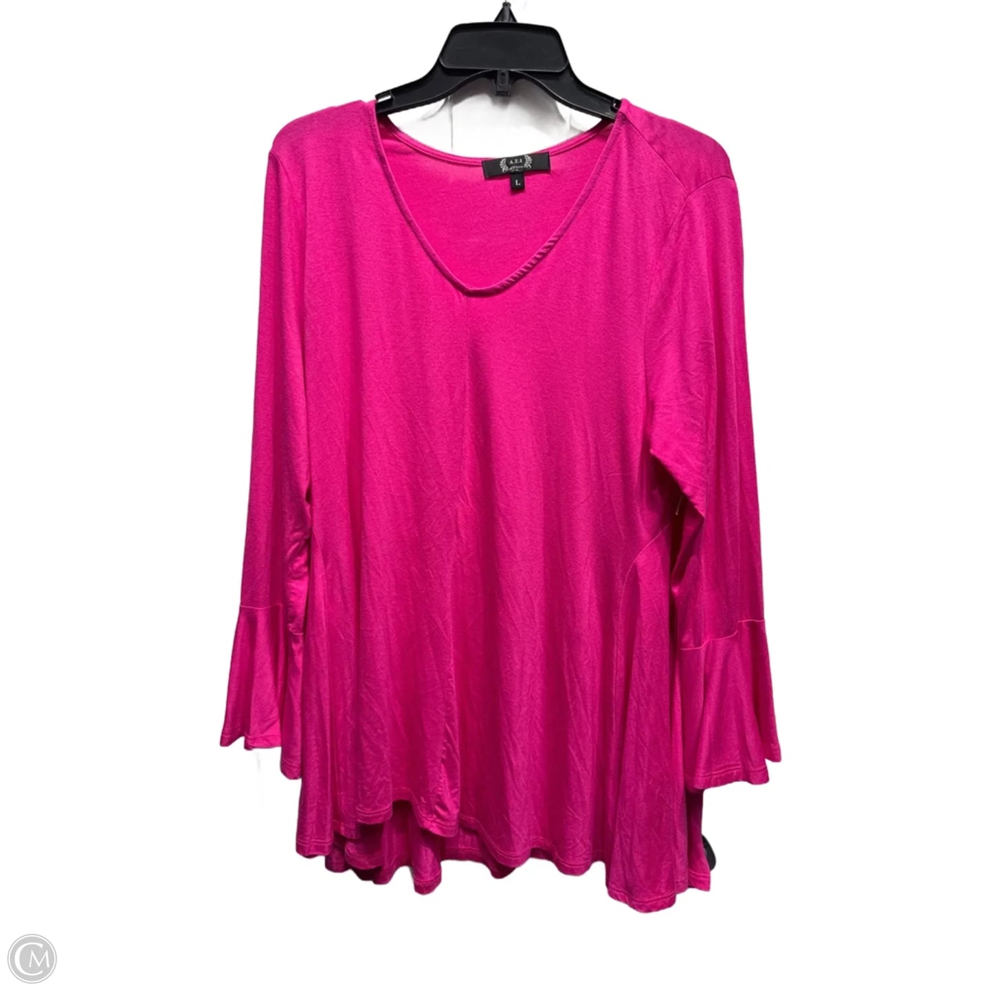 Top Long Sleeve By Aziz In Pink, Size: L
