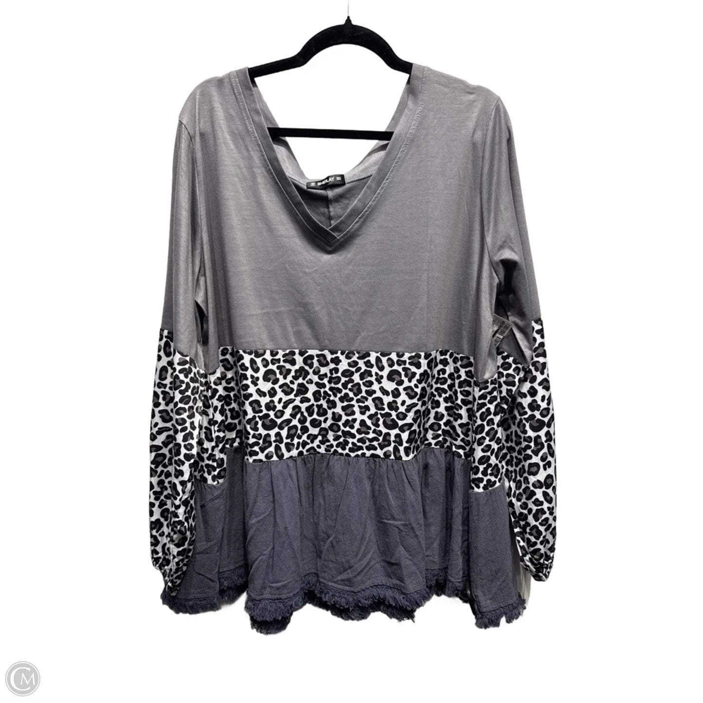 Top Long Sleeve By Sheilay In Black & Grey, Size: M