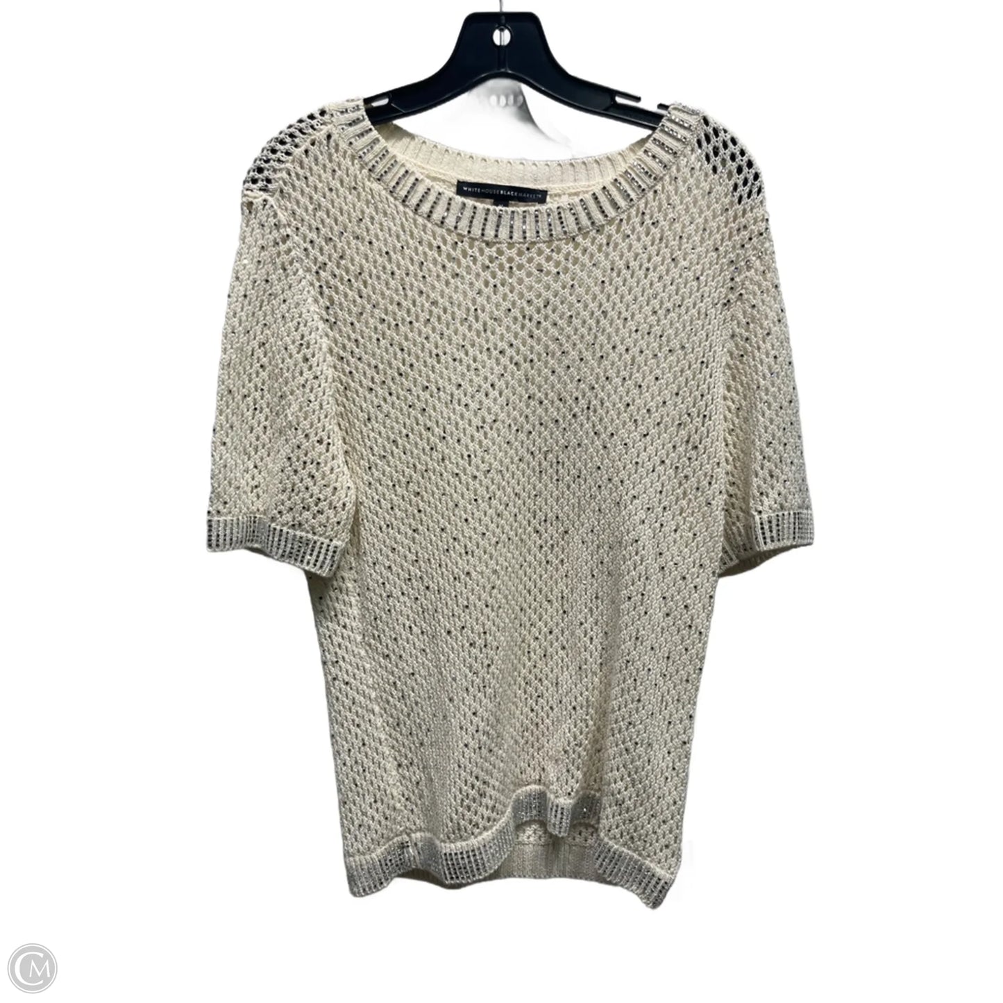 Top Short Sleeve By White House Black Market In Silver & White, Size: M