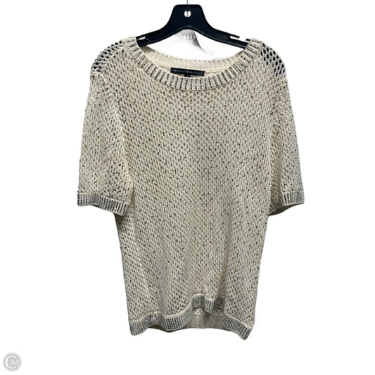 Top Short Sleeve By White House Black Market In Silver & White, Size: M