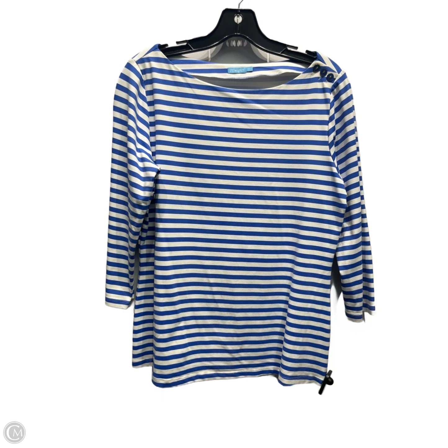 Top 3/4 Sleeve By J Mclaughlin In Blue & White, Size: M