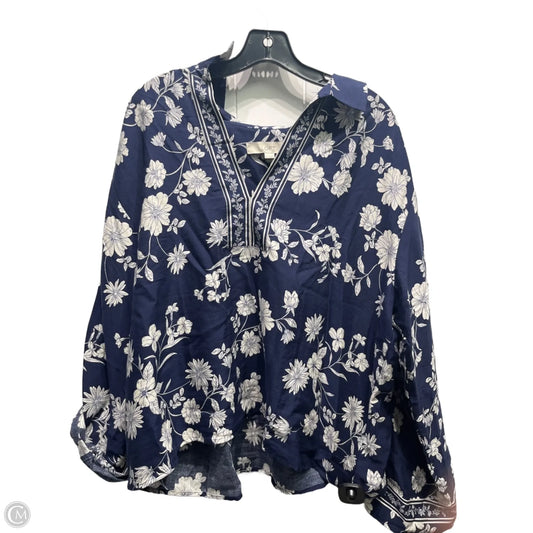 Top Long Sleeve By Loft In Blue & White, Size: Xl