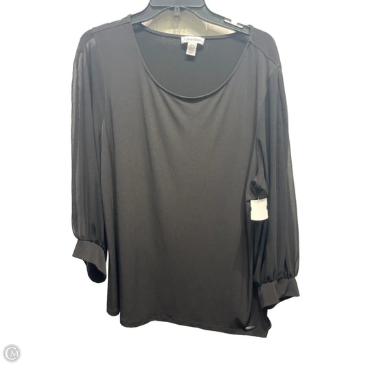 Top Long Sleeve By Calvin Klein In Black, Size: Xl