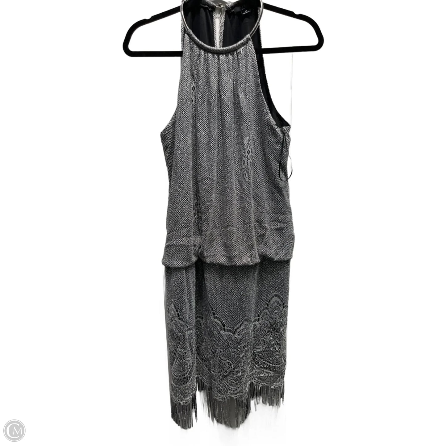 Dress Party Short By Clothes Mentor In Silver, Size: 14