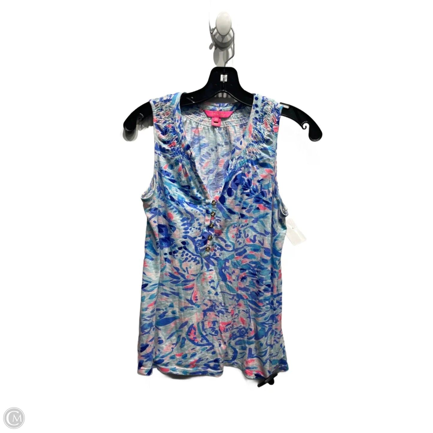 Top Sleeveless Designer By Lilly Pulitzer In Blue & Pink, Size: Xs