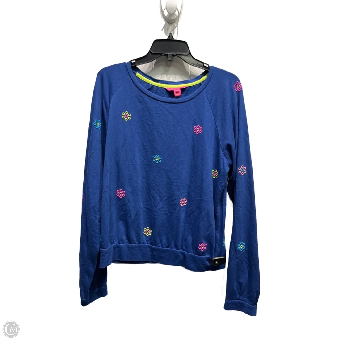 Top Long Sleeve Designer By Lilly Pulitzer In Blue & Pink, Size: L