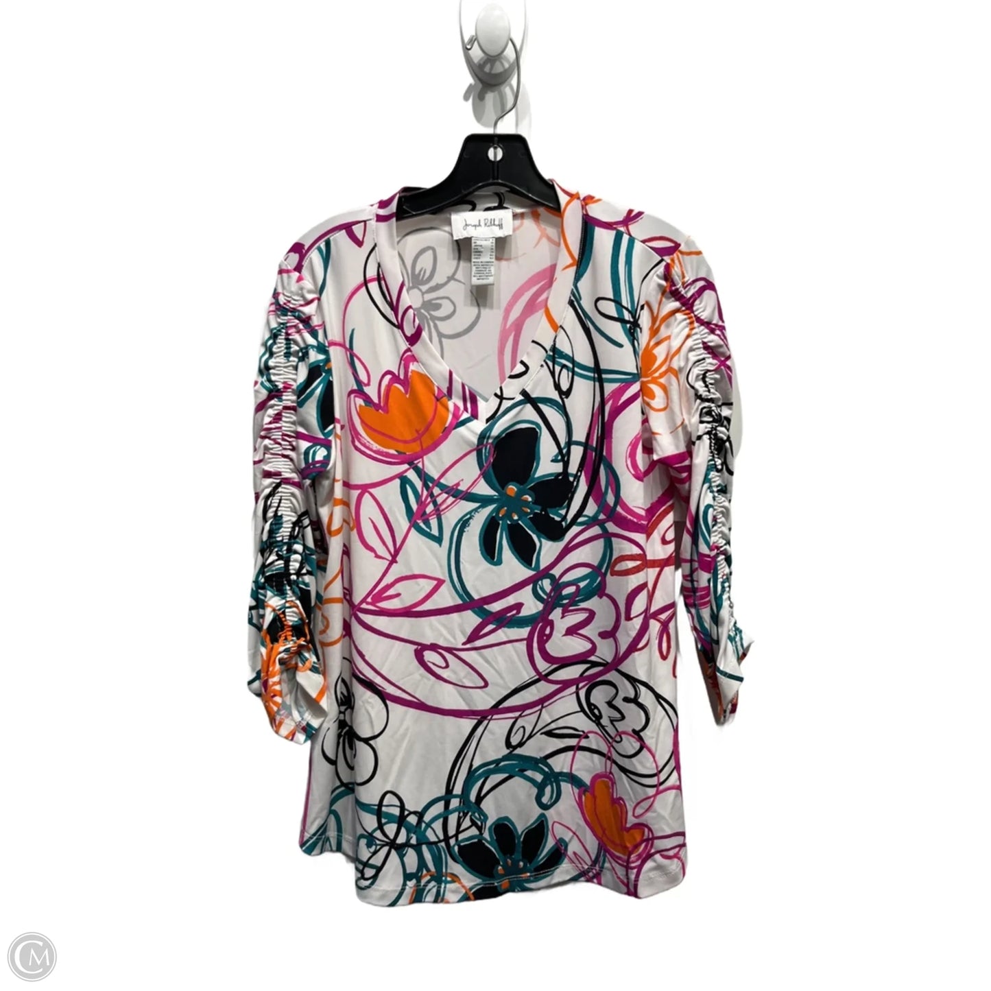 Top 3/4 Sleeve By Joseph Ribkoff In Pink & White, Size: 8