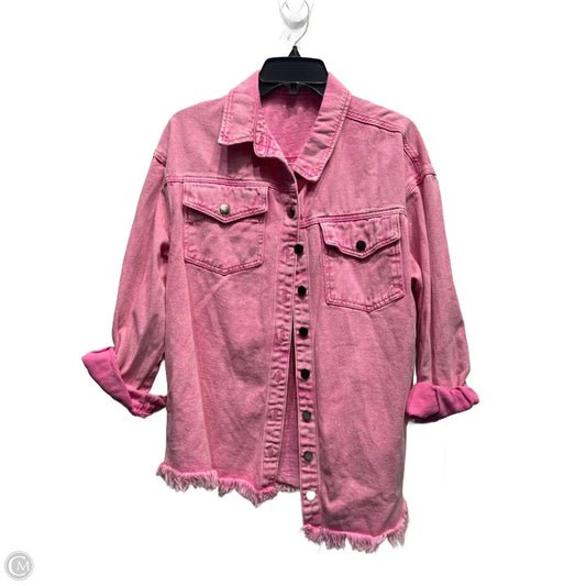 Jacket Denim By Clothes Mentor In Pink, Size: M