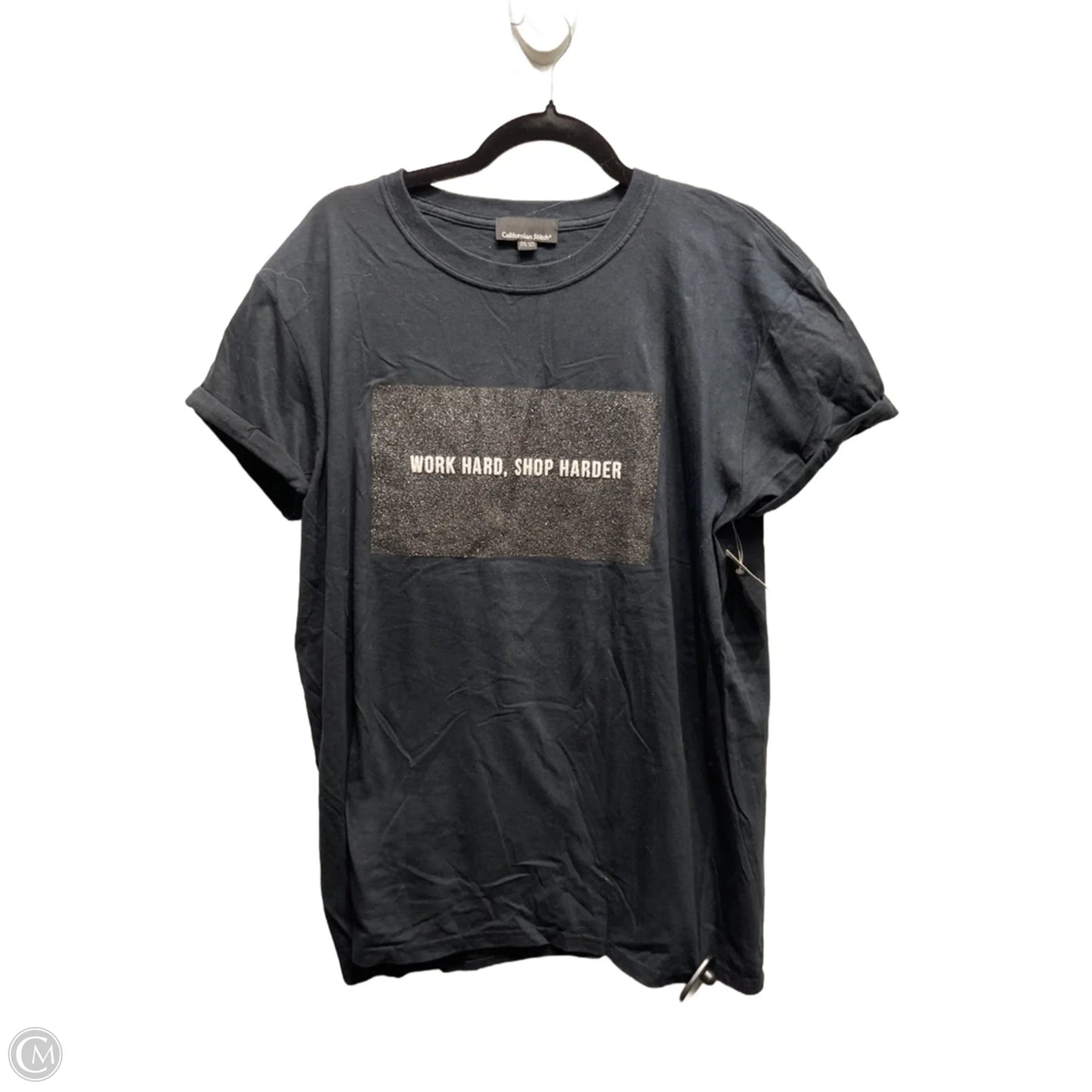 Top Short Sleeve By californian stitch In Black & Silver, Size: Xl