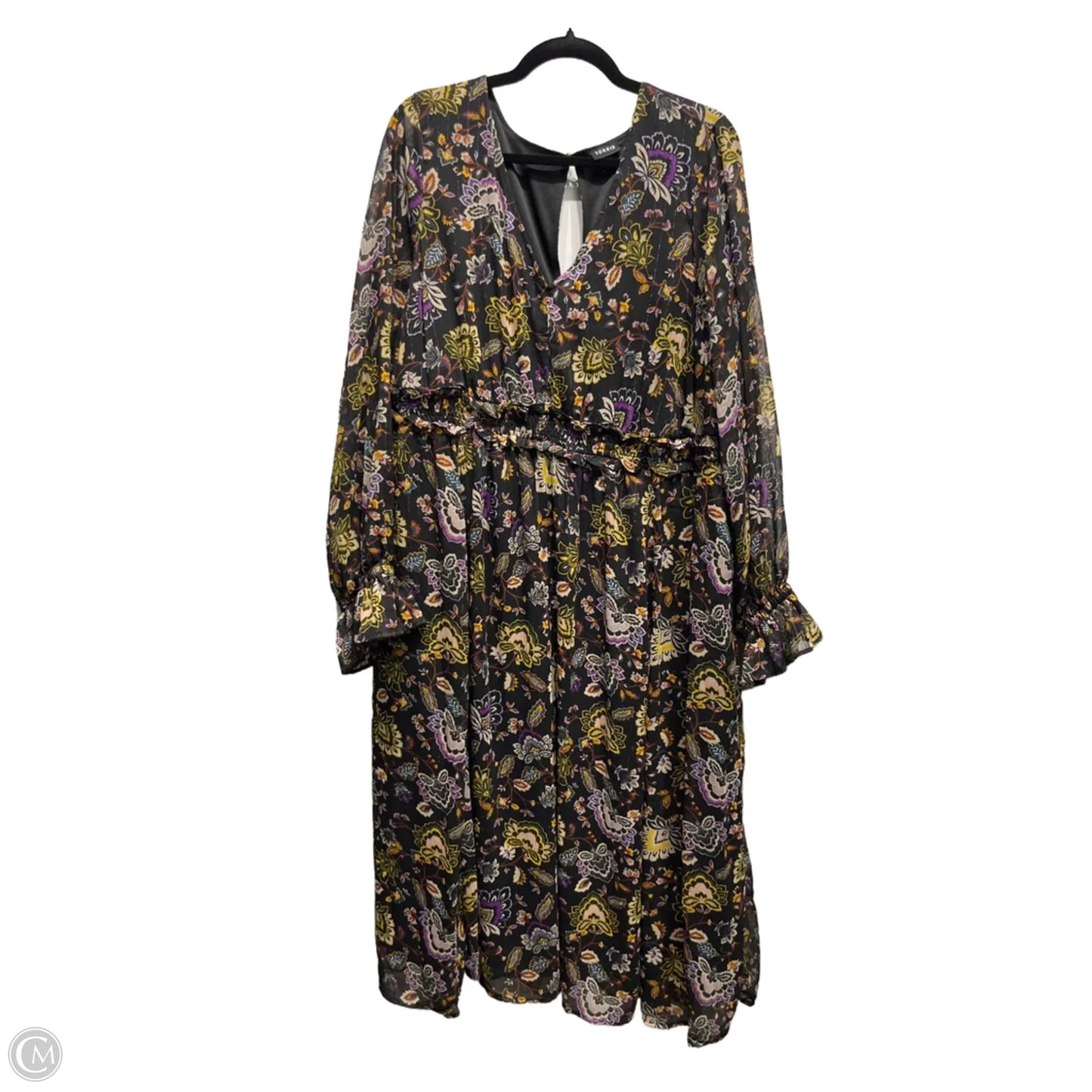 Dress Casual Midi By Torrid In Black & Yellow, Size: 2x