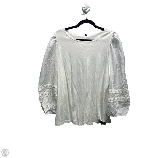 Top Long Sleeve By Ann Taylor In White, Size: Xl