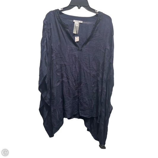 Blouse Short Sleeve By Chicos In Navy, Size: Xl