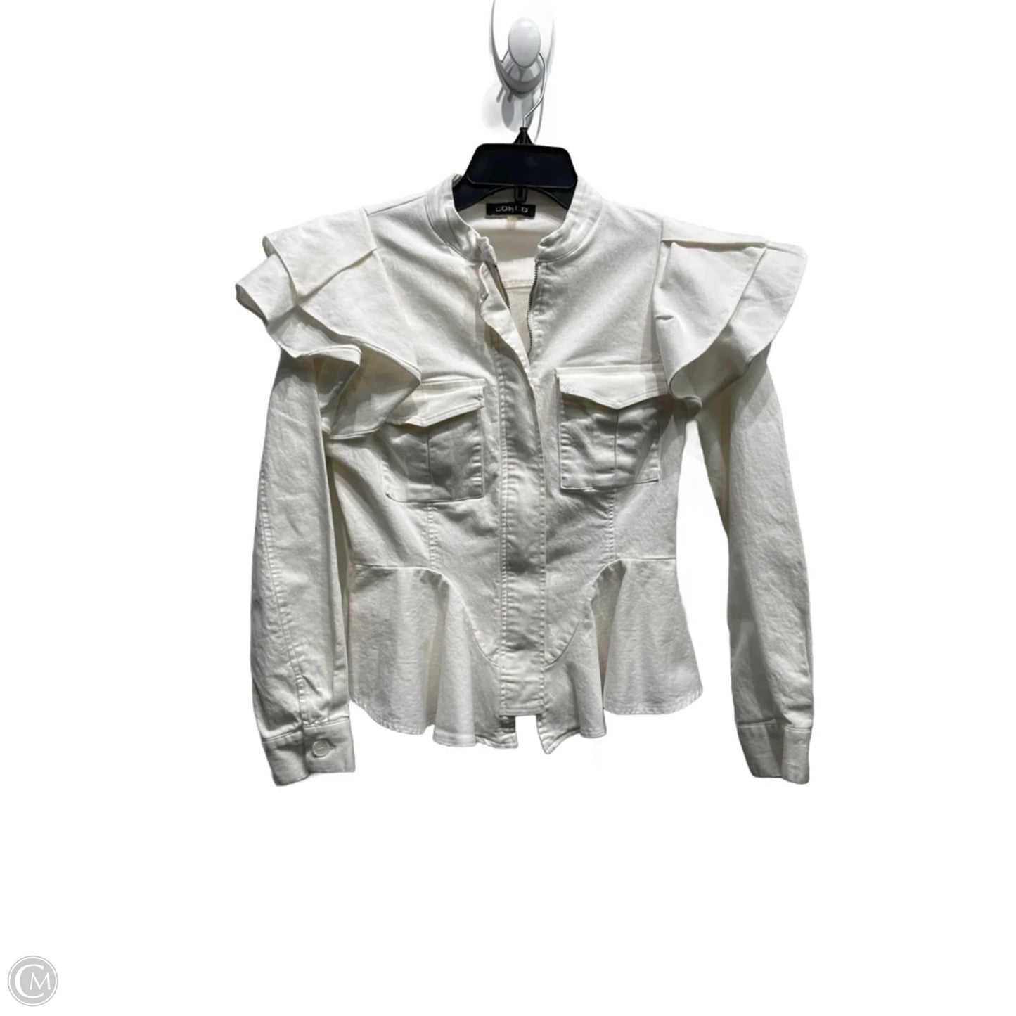 Jacket Denim By Clothes Mentor In White, Size: S