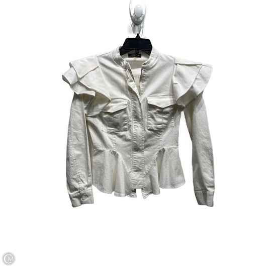 Jacket Denim By Clothes Mentor In White, Size: S