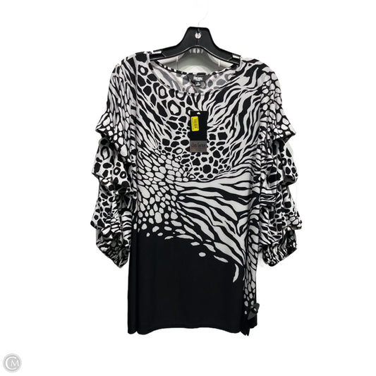 Top 3/4 Sleeve By slim factor In Black & White, Size: 1x