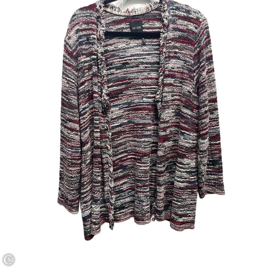 Sweater Cardigan By Nic + Zoe In Grey & Red, Size: 1x