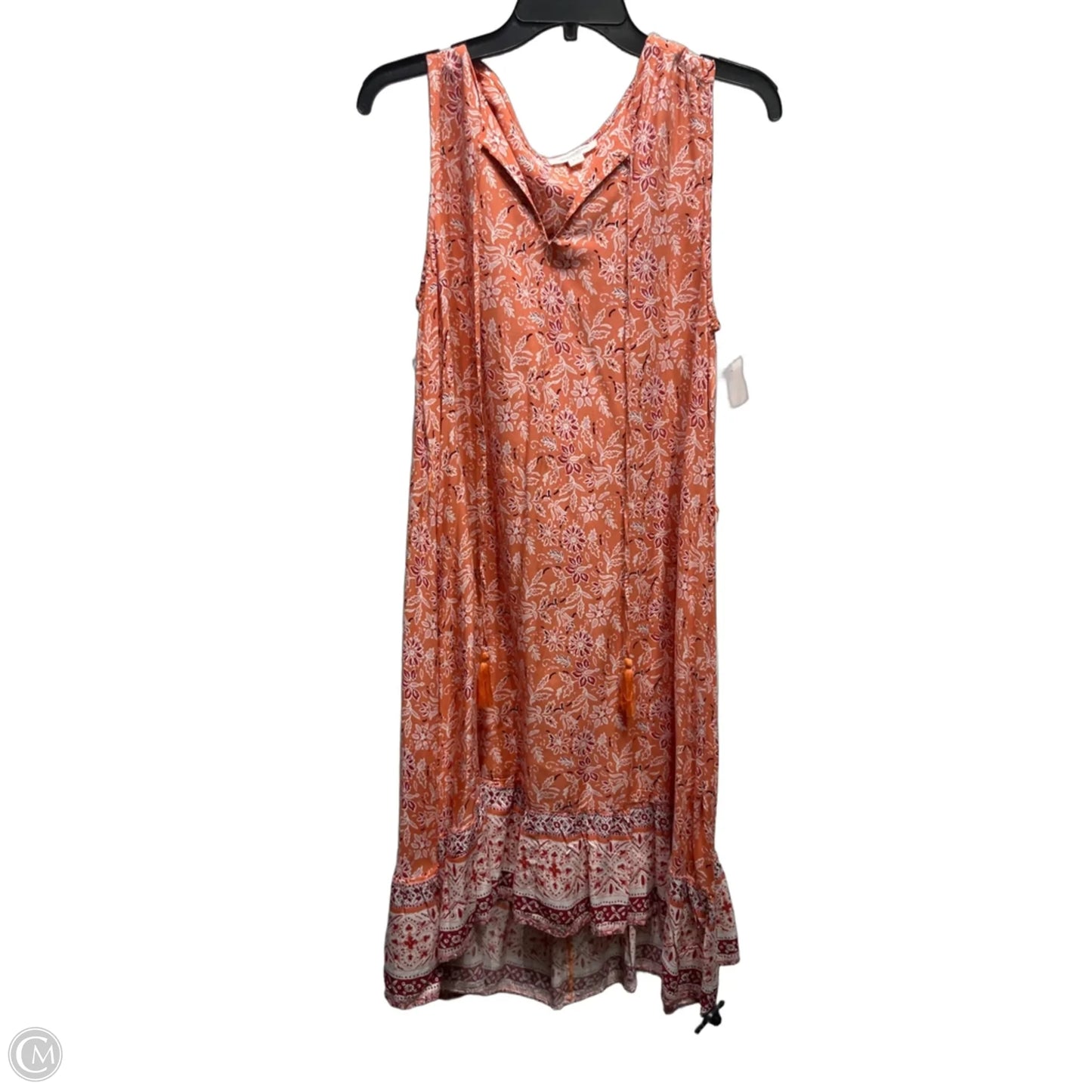 Dress Casual Short By Beachlunchlounge In Orange & White, Size: M