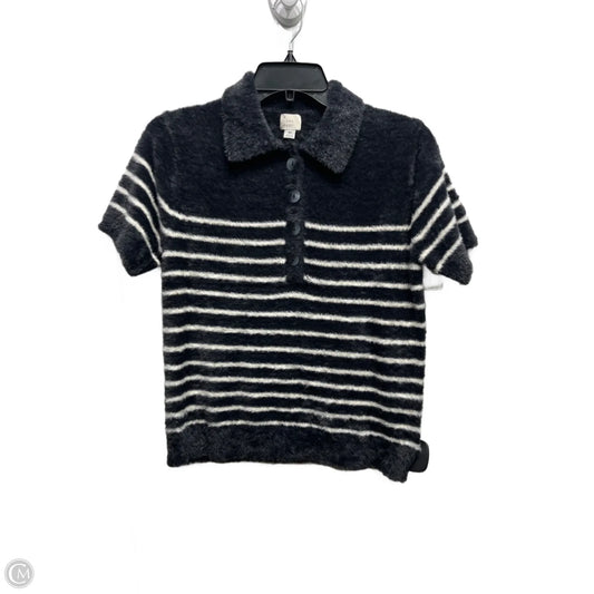 Sweater Short Sleeve By A New Day In Black & White, Size: Xs
