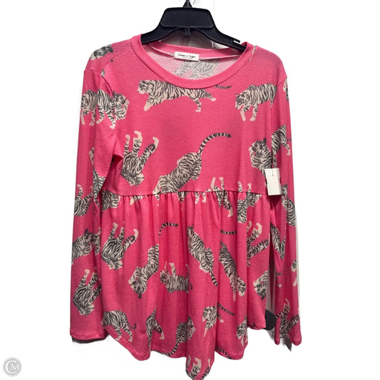 Top Long Sleeve By cream n sugar In Pink & White, Size: S