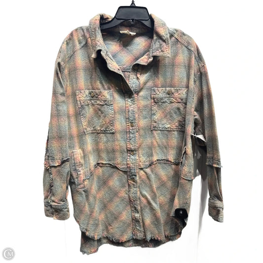 Jacket Shirt By Oli & Hali In Green & Pink, Size: S