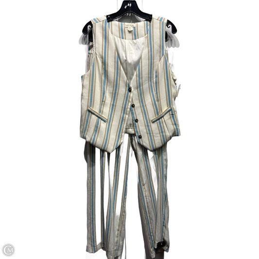 Pants Set 2pc By Faith And Joy In Blue & Tan, Size: L