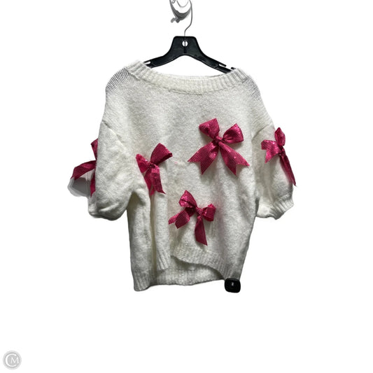 Sweater Short Sleeve By Bibi In Pink & White, Size: S
