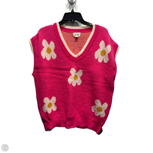Sweater Short Sleeve By Bibi In Pink & Yellow, Size: S