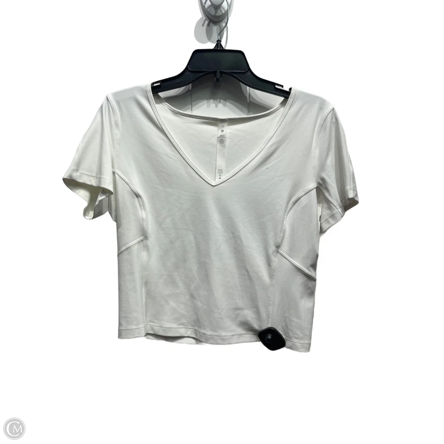 Athletic Top Short Sleeve By Lululemon In White, Size: 12