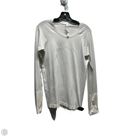 Athletic Top Long Sleeve Collar By Lululemon In White, Size: 8
