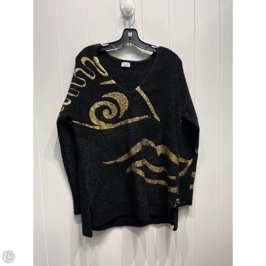 Sweater By Chicos In Black & Gold, Size: M