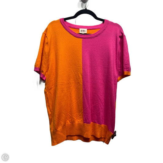 Top Short Sleeve By Bibi In Orange & Pink, Size: Xl