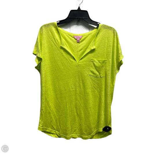 Top Short Sleeve Designer By Lilly Pulitzer In Green, Size: M