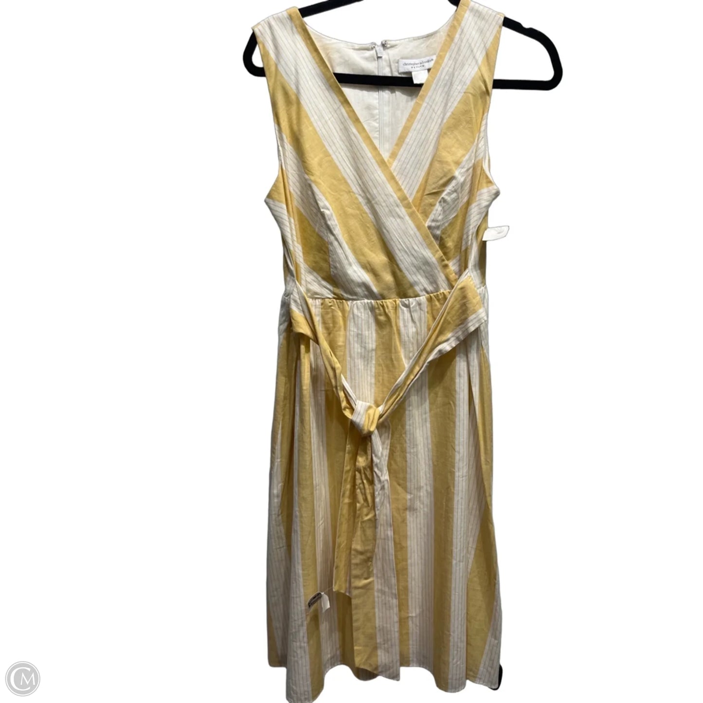 Dress Casual Short By Christopher And Banks In White & Yellow, Size: 10