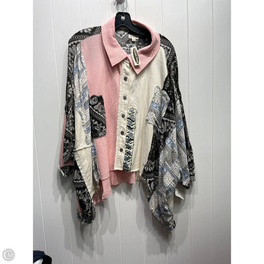 Tunic Short Sleeve By Pol In Black & Pink, Size: M